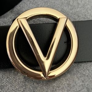Valentino Authentic Black Leather Ladies Belt